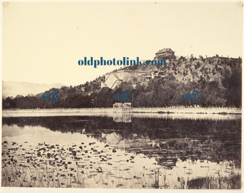 View of the Imperial Summer Palace, Yuen Ming Yuen, after the Burning, Taken from the Lake, Peking 1860