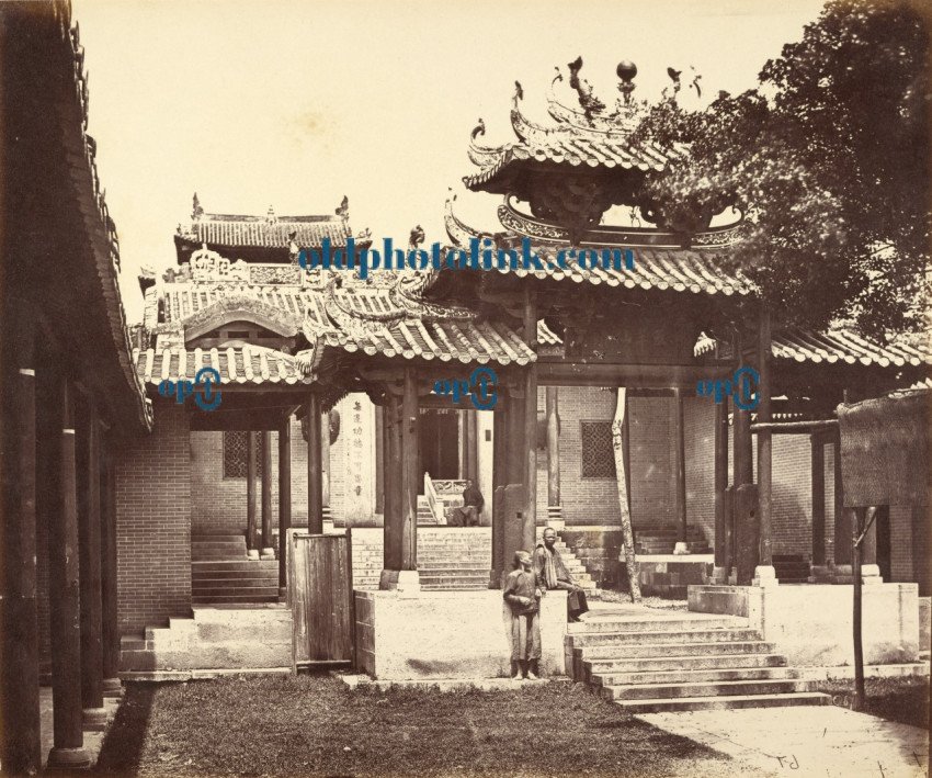 Entrance of the Five Genii Temple, Canton, China 1860