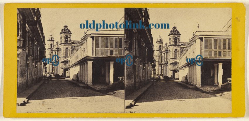 The Fish Market at Havana from the Calle de Tacon, with the Cathedral of Columbus in the distance  1862