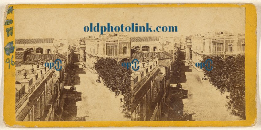 View from the Palace of the Conde de Santovenia, looking up the Calle de Obispo  Havana 1860