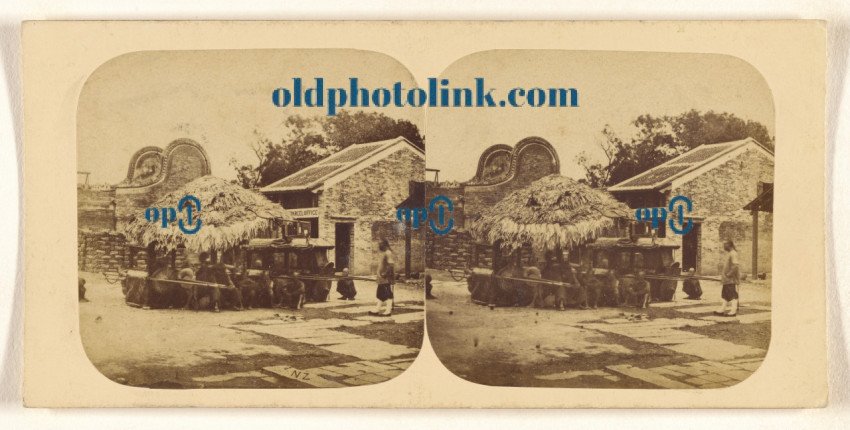 Canton  Group of Palanquin Rearers, Resting Opposite the Parcel Office at Canton 1860