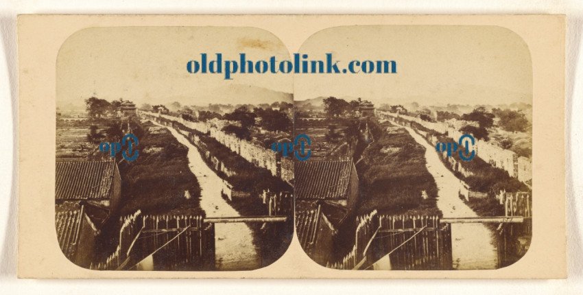 View of the Walls of Canton, The White Cloud Mountains in the Distance 1859