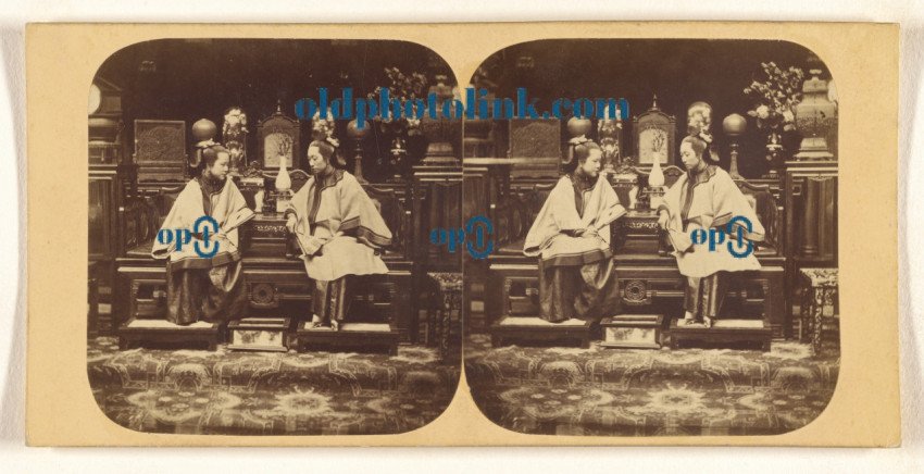 Canton  Portraits of Two Chinese Beauties, Wives of a Mandarin of the First Class or Blue Button 1883
