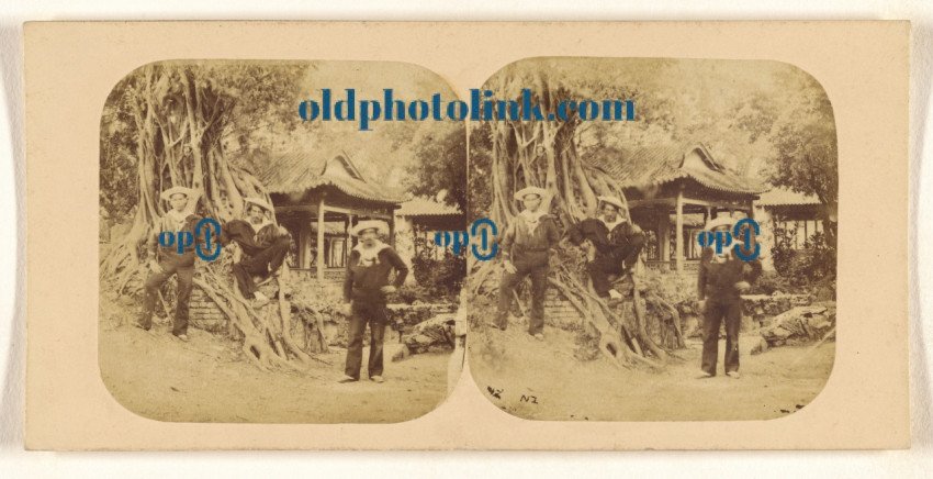 Canton  Group of Sailors in the Garden of the Allied Commissioners' Yamun 1858