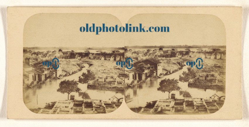 Canton  View of the Canton River, Junks, and the Island of Honan 1870