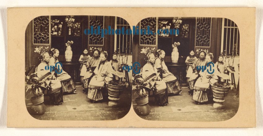 Canton  Group of Chinese Ladies of Rank Dressed in Evening Costume 1858