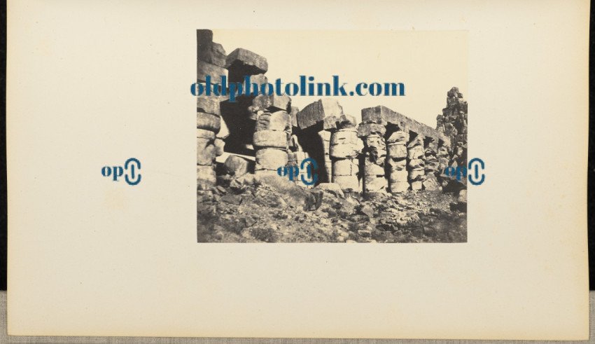 Ruins of a row of large stone pillars  1859