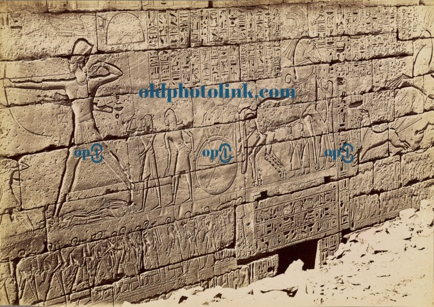 Detail of temple wall, Medinet Habu  1870