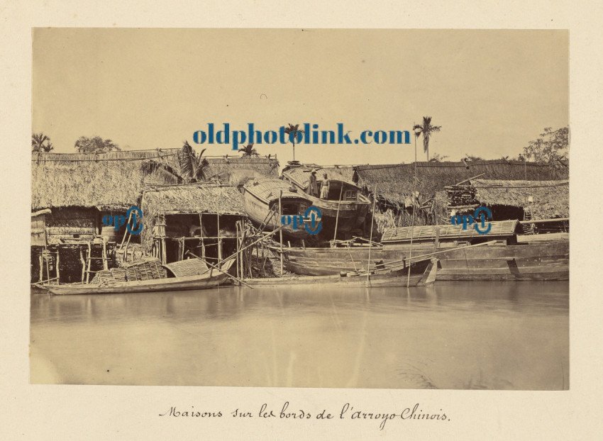 Houses along the banks of the Chinese River 1872