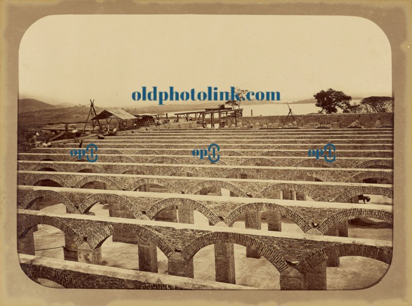 Water Supply Works in Rio de Janeiro, D Pedro II Reservoir (Morro do Pedregulho), interior view of the reservoir under construction (1879)