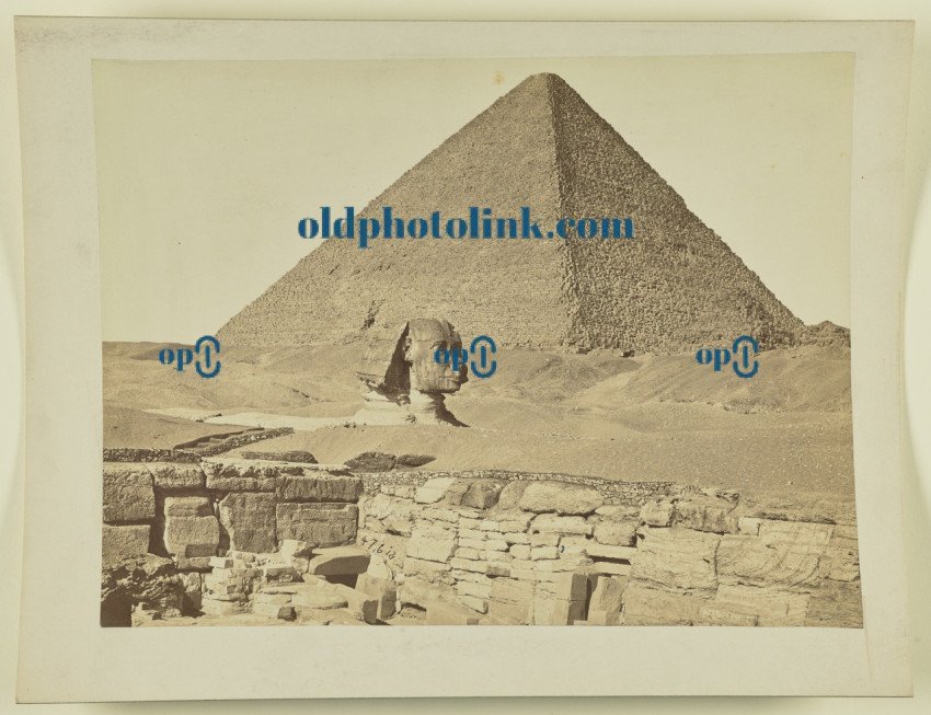 Great Sphinx and pyramid, Giza 1860