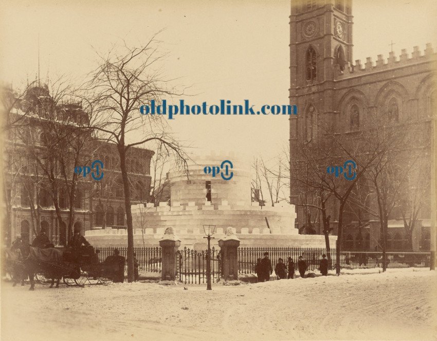 Montreal, Labyrinthe de glace devant l'eglise Notre Dame 1860