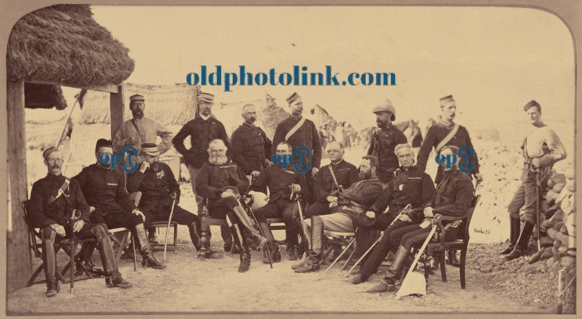 Group  Lieutenant General Sir S  J  Browne and staff with Generals Macpherson 1878