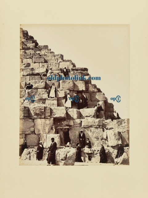 Group Portrait on the Stone Blocks of a Pyramid, Egypt 1870