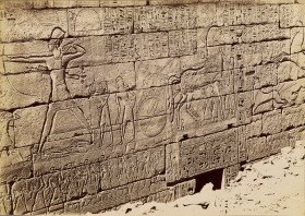 Detail of temple wall, Medinet Habu  1870