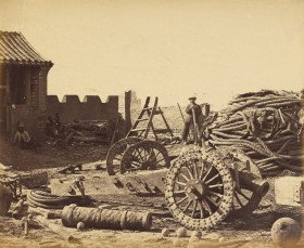 Interior of Pehtang Showing the Magazine and Wooden Gun, August 1, 1860