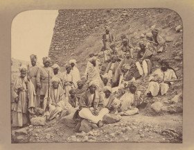 Khyber Chiefs and Khans with Captain Tucker, Political officer in Jamrood Fort 1878