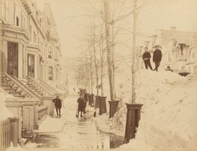 Montreal, vue d'une rue en hiver 1860